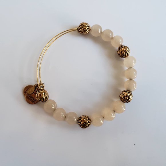 Alex & Ani Gold and Beige Beaded Bangle - Picture 1 of 2